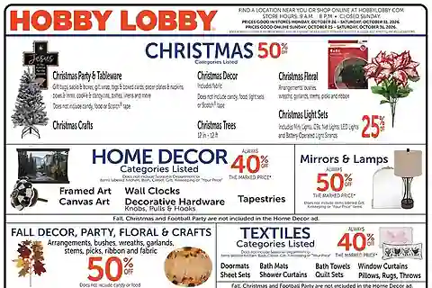 Hobby Lobby Weekly Ad (Oct 25 - Oct 31, 2026)